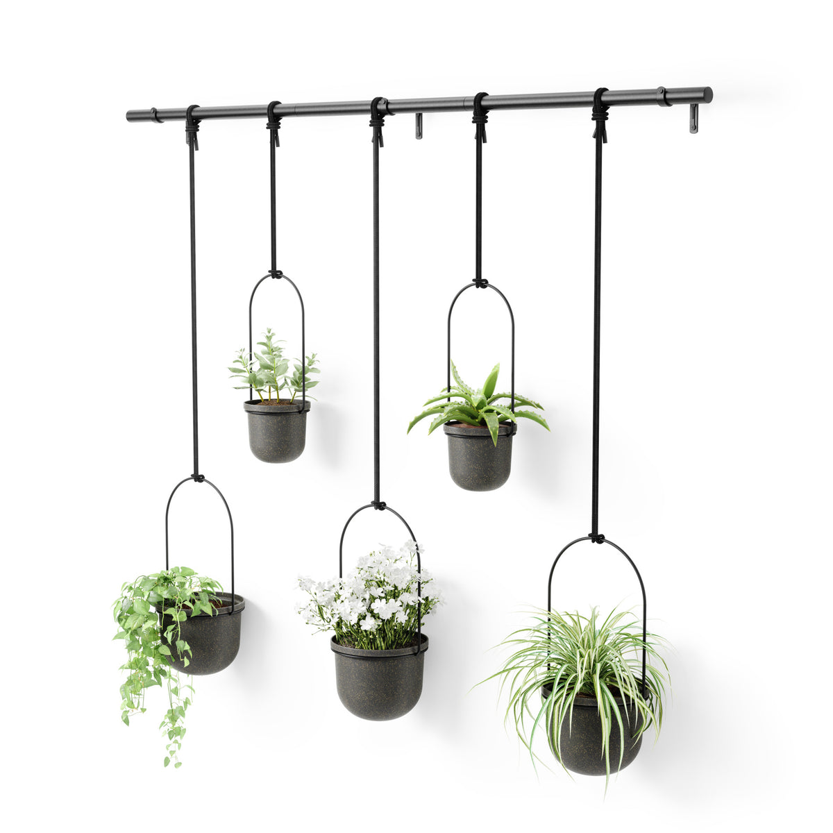 indoor hanging plant holders uk Triflora Hanging Planters, Set of 5 – Umbra UK