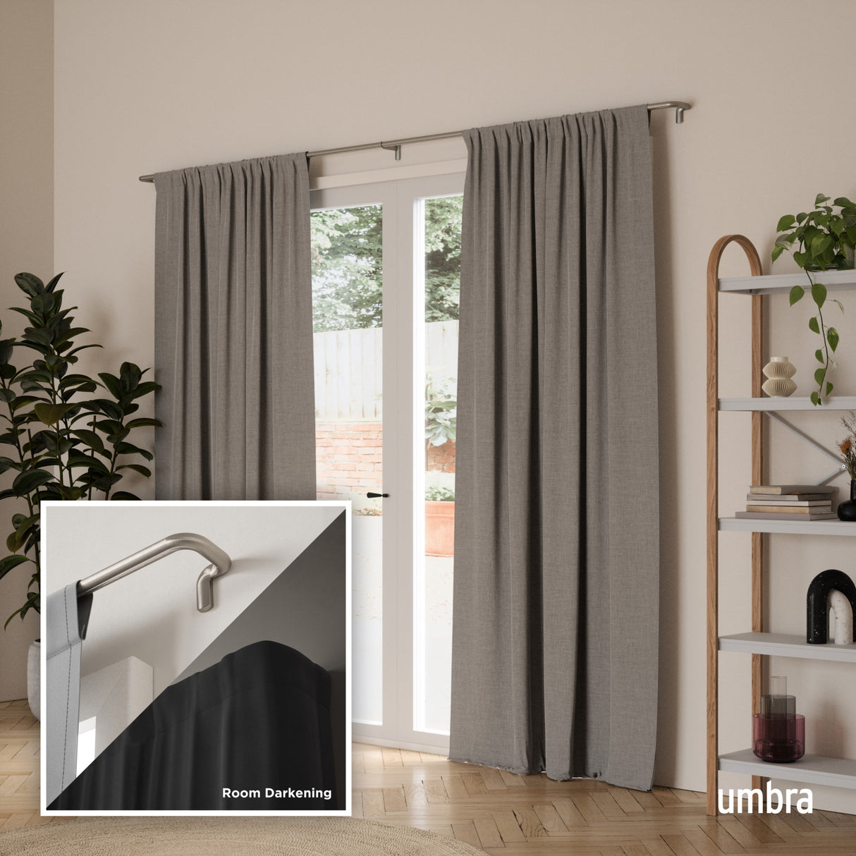 Single Curtain Rods | color: Matte-Nickel | size: 48-88" (122-224 cm) | diameter: 3/4" (1.9 cm)