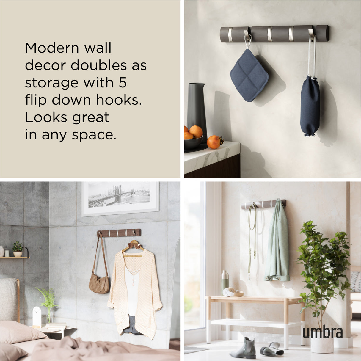Wall Hooks | color: Driftwood-Nickel