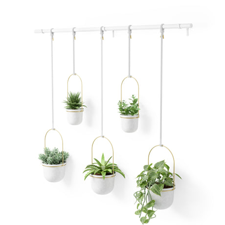 Hanging Planters | color: White-Brass