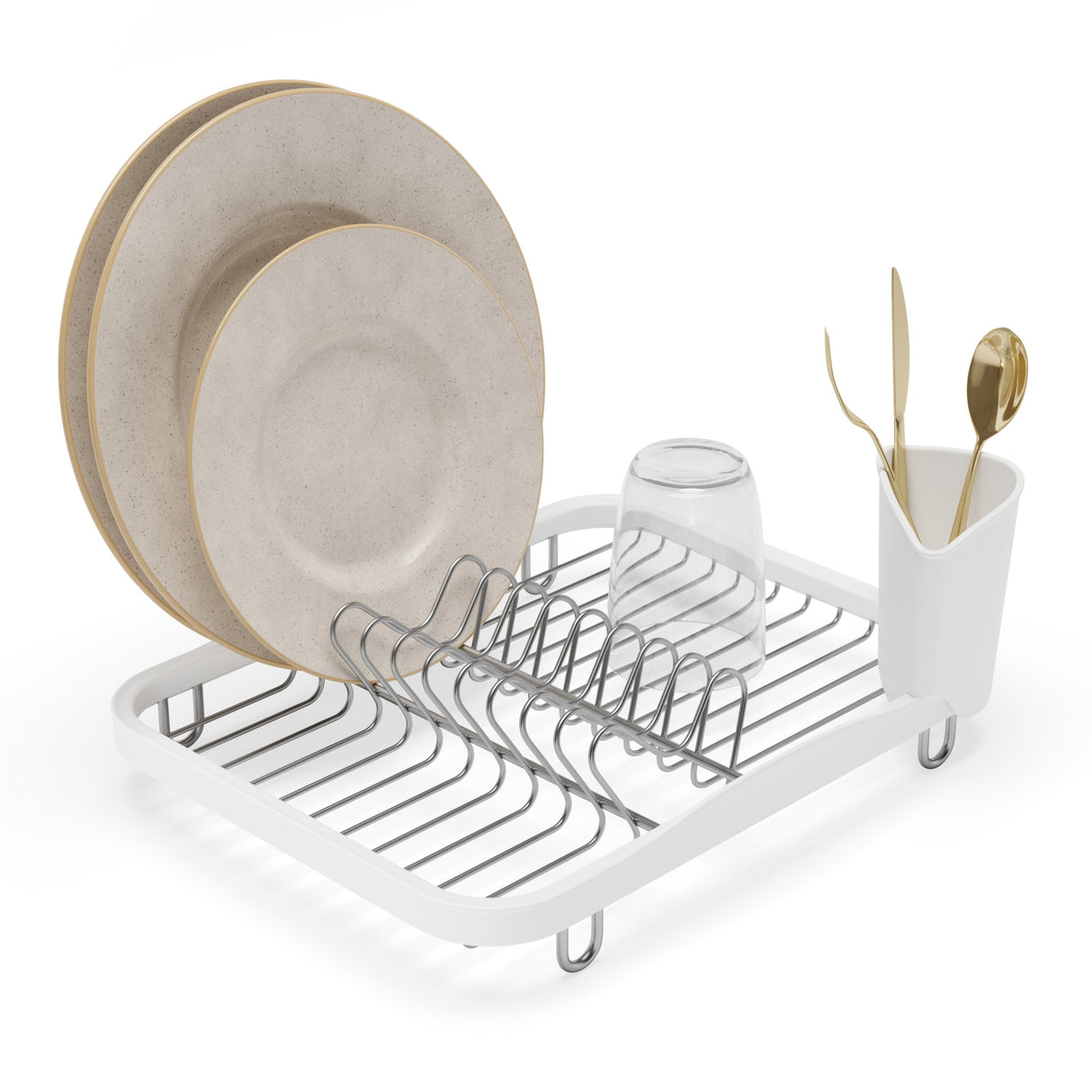 Dish Racks | color: White-Nickel