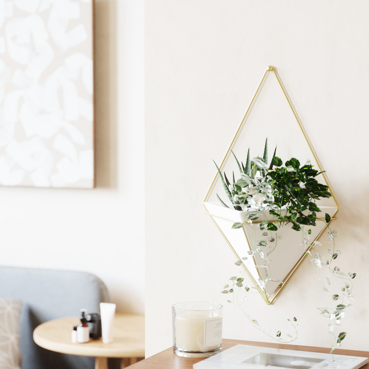 Wall Planters | color: White-Brass | Hover