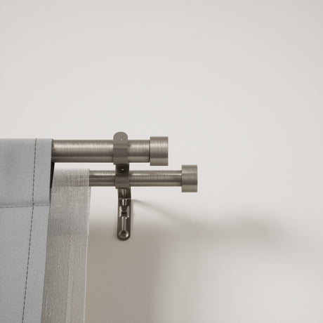 Double Curtain Rods | color: Nickel-Steel | size: 120-180"(305-457cm) | diameter: 1"(2.5cm) | https://vimeo.com/625708718