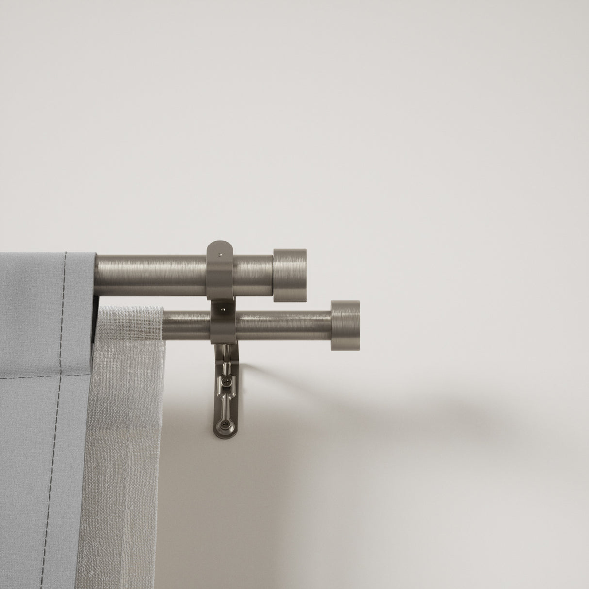 Double Curtain Rods | color: Nickel-Steel | size: 66-120"(168-305cm) | diameter: 1"(2.5cm) | https://vimeo.com/625708718