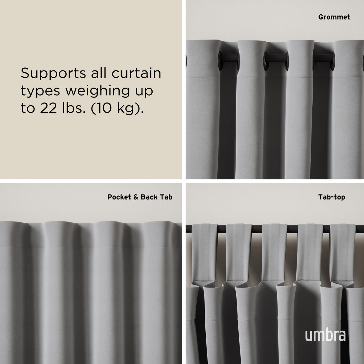 Single Curtain Rods | color: Matte-Black | size: 42-120" (107-305 cm) | diameter: 1" (2.5 cm)