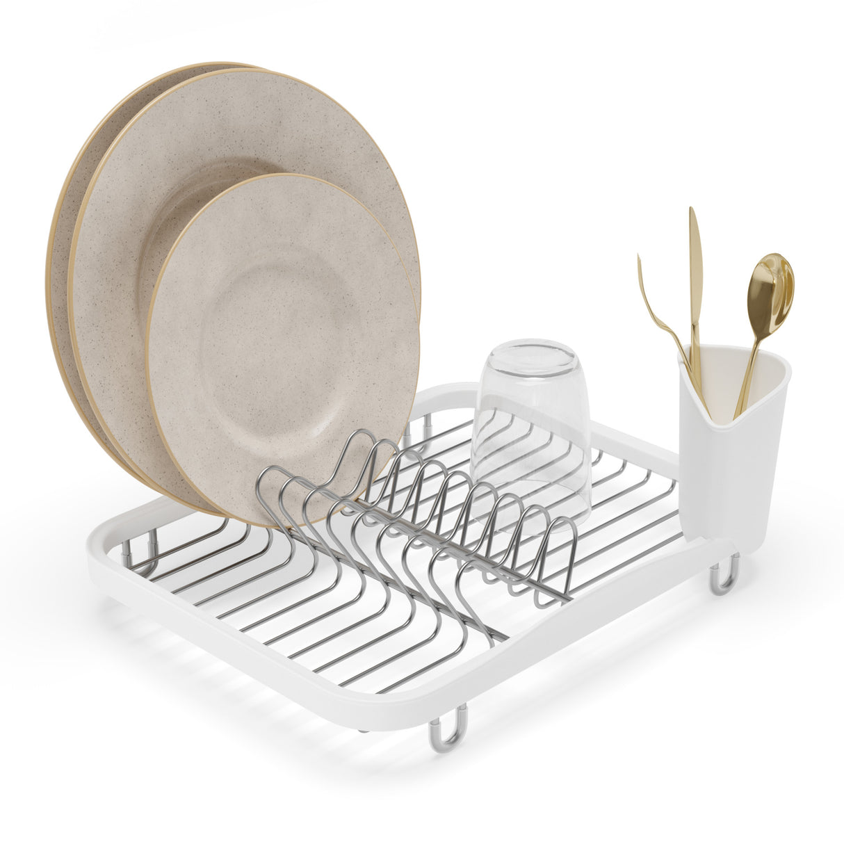 Dish Racks | color: White-Nickel