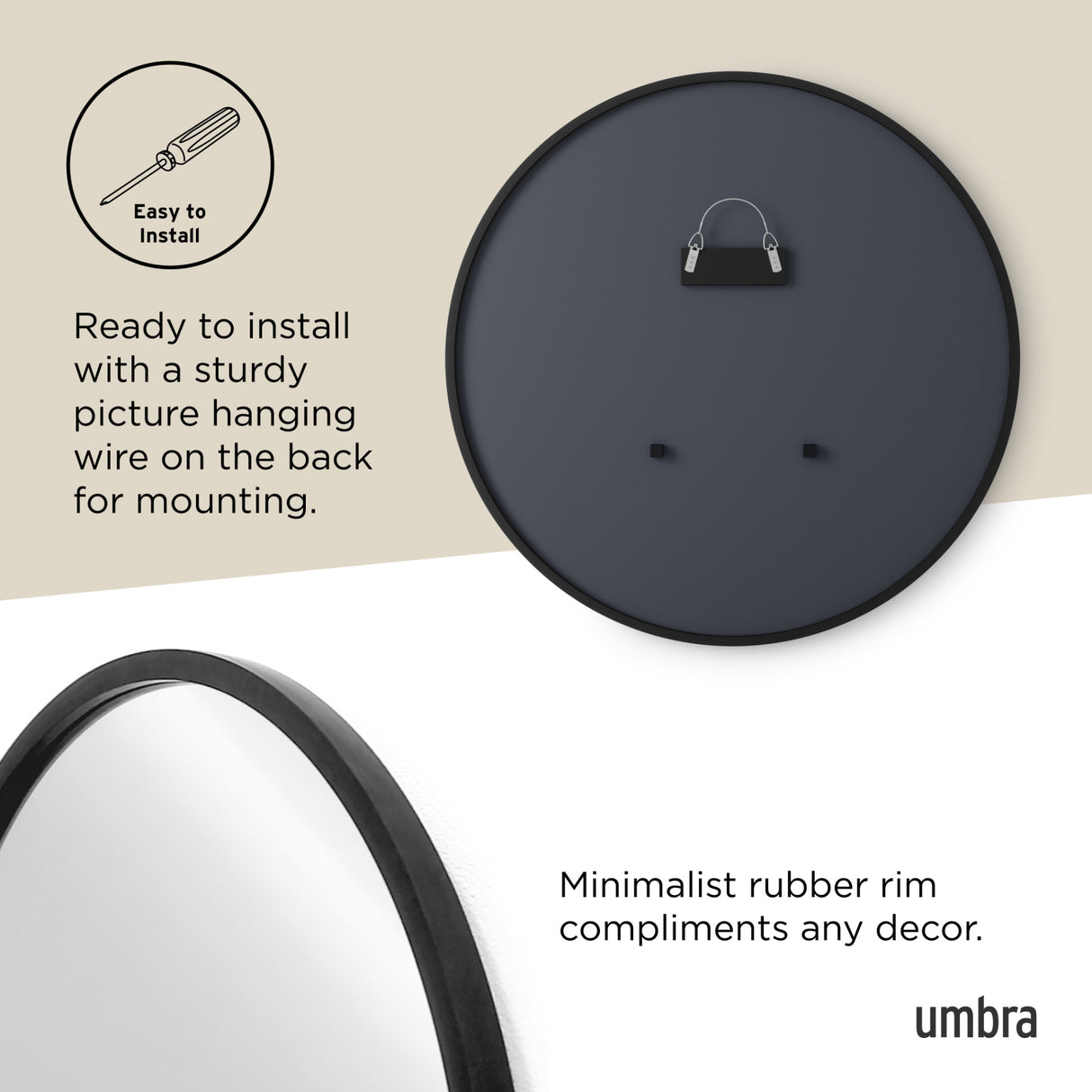 Wall Mirrors | color: Black | size: 24" (61 cm)