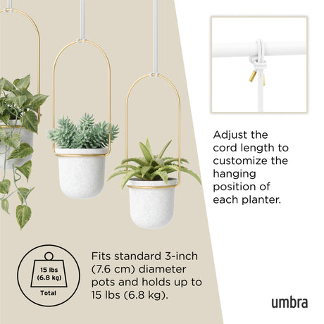 Hanging Planters | color: White-Brass