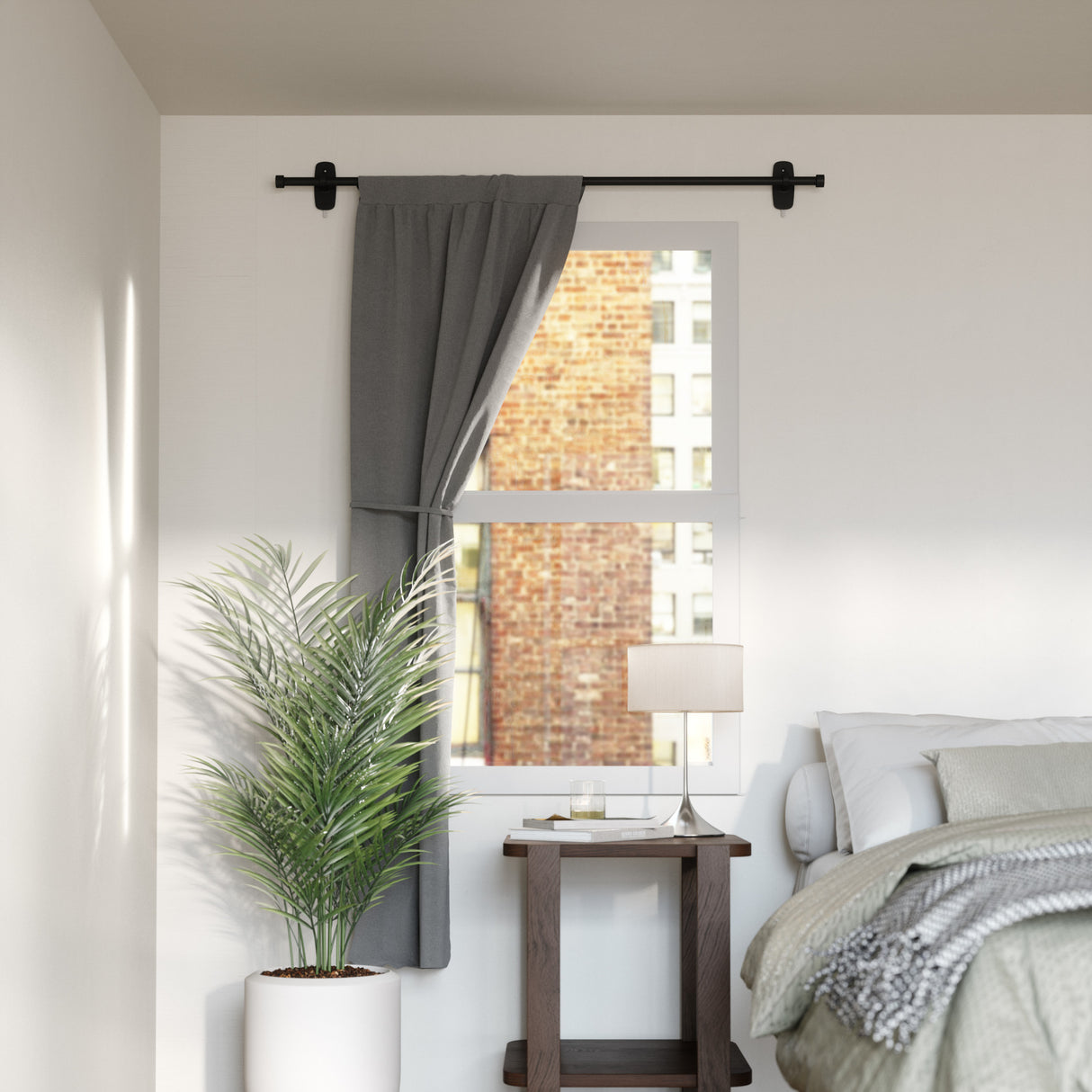 Single Curtain Rods | color: Matte-Black | size: 16-28" (41-71 cm approx) | diameter: 5/8" (1.6cm approx)
