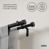 Double Curtain Rods | color: Brushed-Black | size: 36-66" (91-168 cm) | diameter: 1" (2.5 cm)