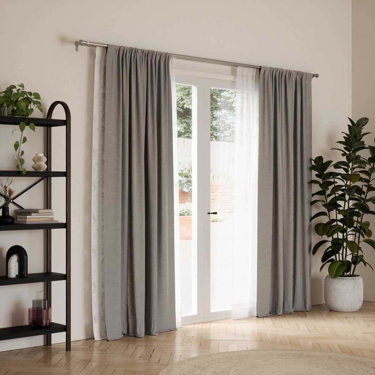 Double Curtain Rods | color: Nickel | size: 36-66" (91-168 cm) | diameter: 1" (2.5 cm)