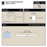 Single Curtain Rods | color: Nickel | size: 36-66" (91-168 cm) | diameter: 1" (2.5 cm)