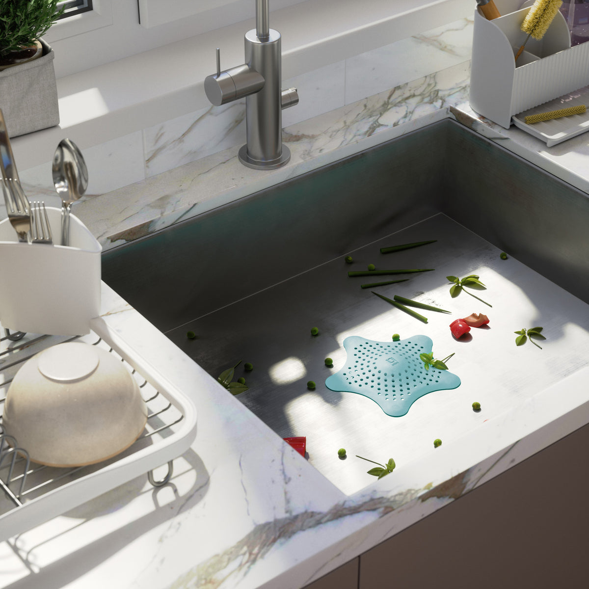 Drain Stop & Hair Catcher | color: Lagoon Blue