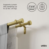 Double Curtain Rods | color: Brass | size: 36-66" (91-168 cm) | diameter: 1" (2.5 cm)