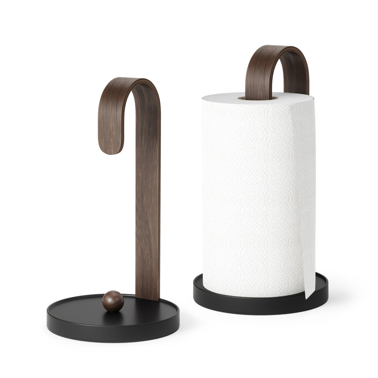 Paper Towel Holders | color: Black/Walnut