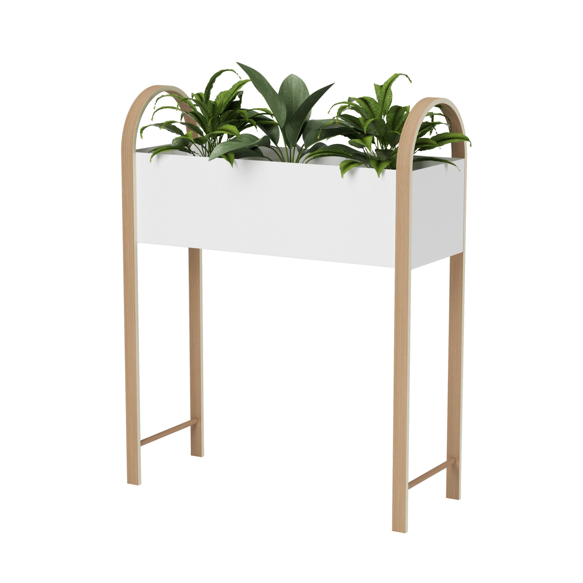 Umbra Floristand Planter， Freestanding Plant Storage， White/Natural-