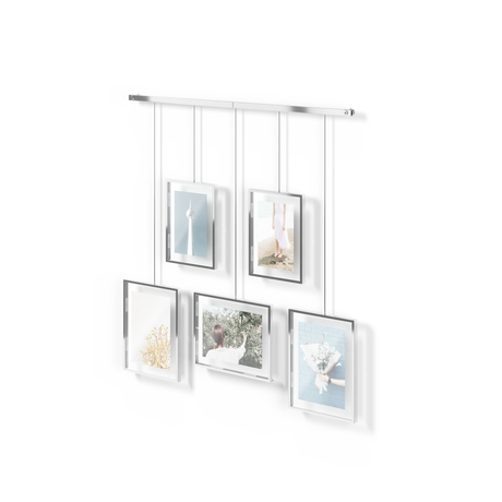 Decorative Modern Multi Photo Holder Tabletop and Wall Mounted and  Freestanding Collage Frame for 4 Pictures 4 x 6 Inch, White