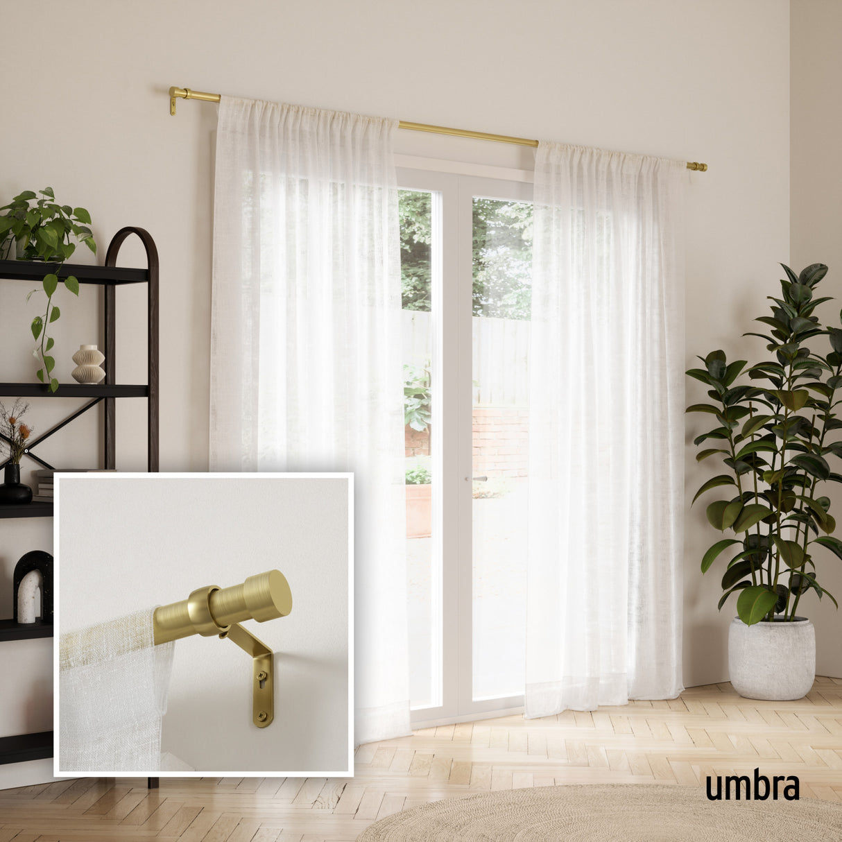 Single Curtain Rods | color: Gold | size: 66-120" (168-305 cm) | diameter: 1" (2.5 cm)
