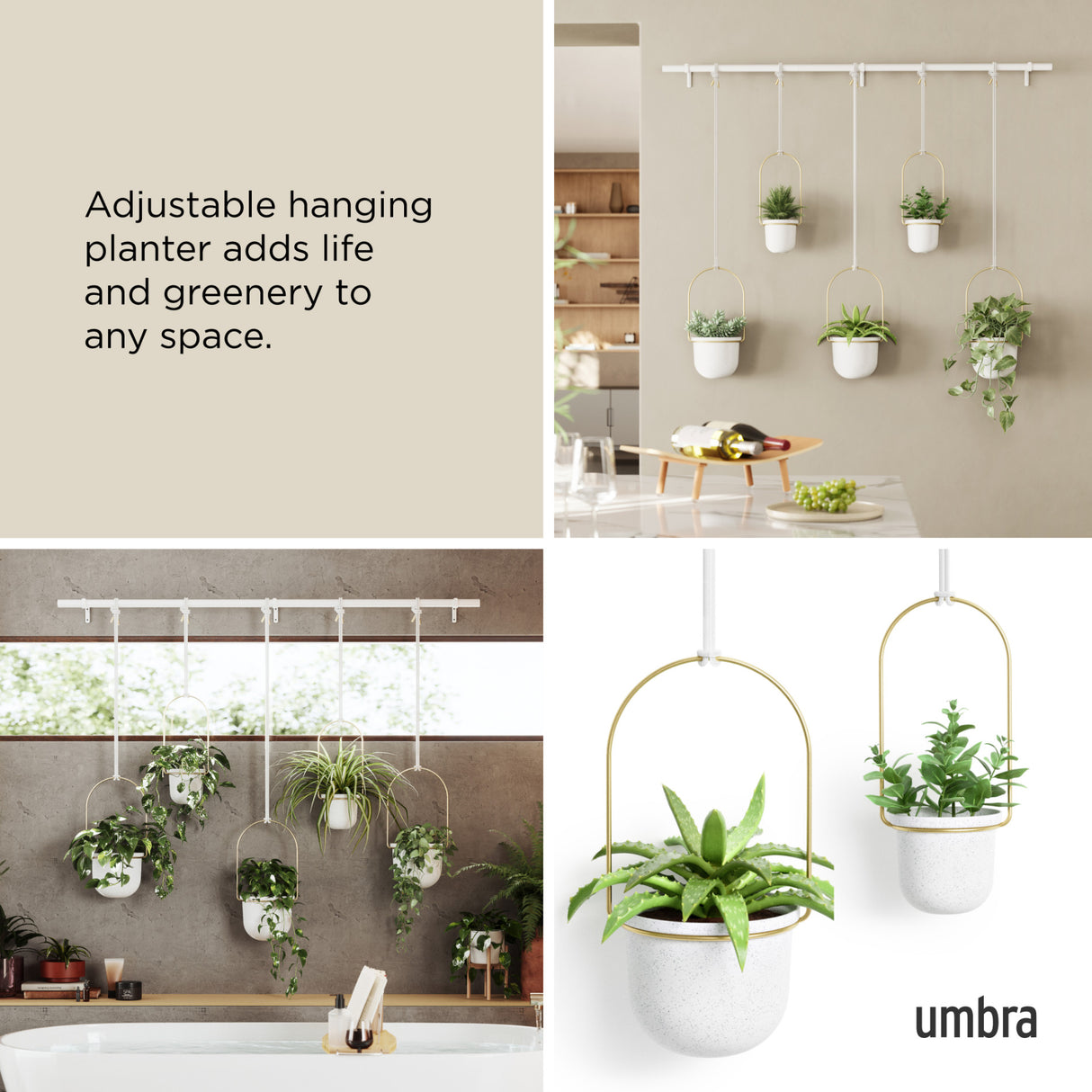 Hanging Planters | color: White-Brass