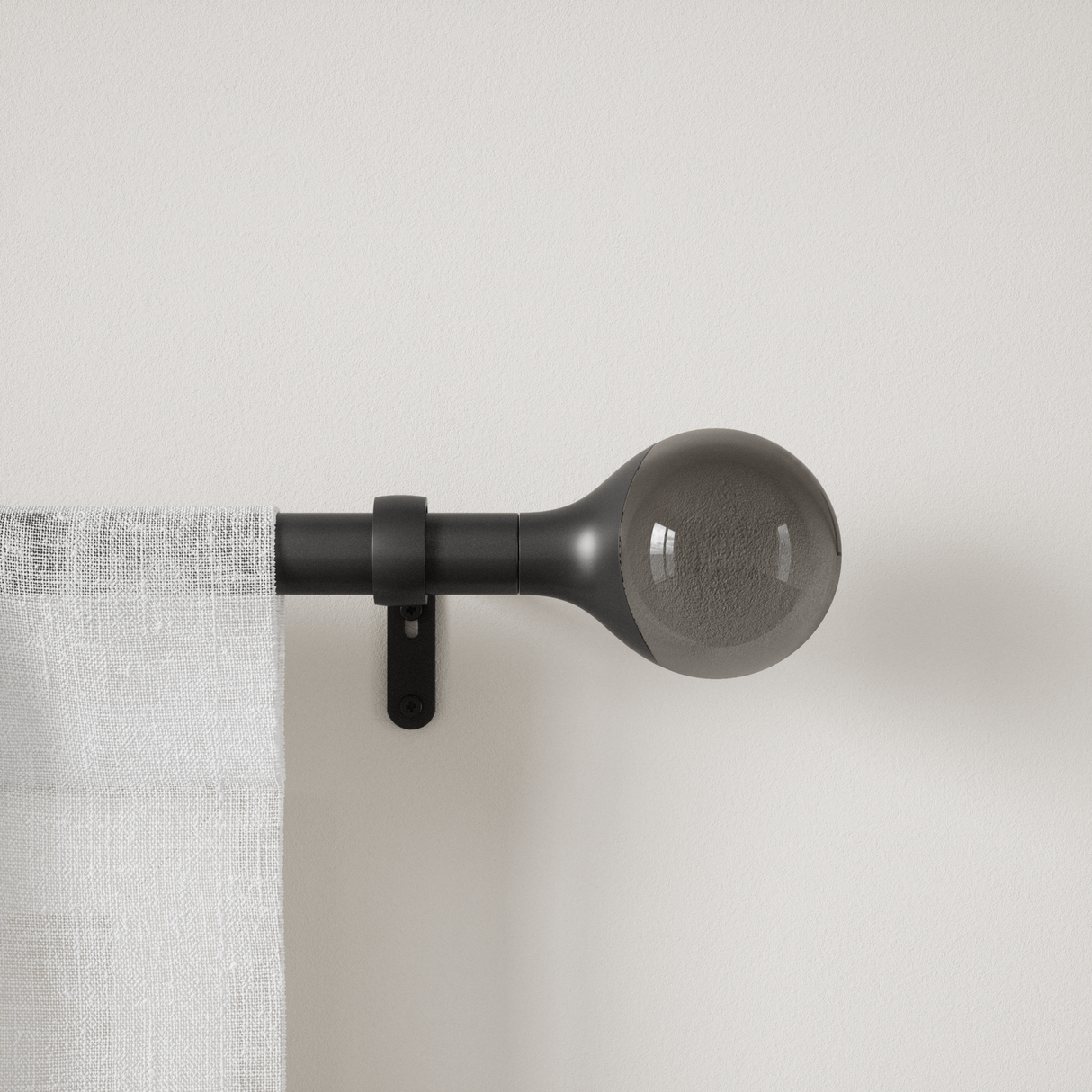 Single Curtain Rods | color: Eco-Friendly Matte-Black | size: 42-120" (107-305 cm) | diameter: 1" (2.5 cm) | Hover