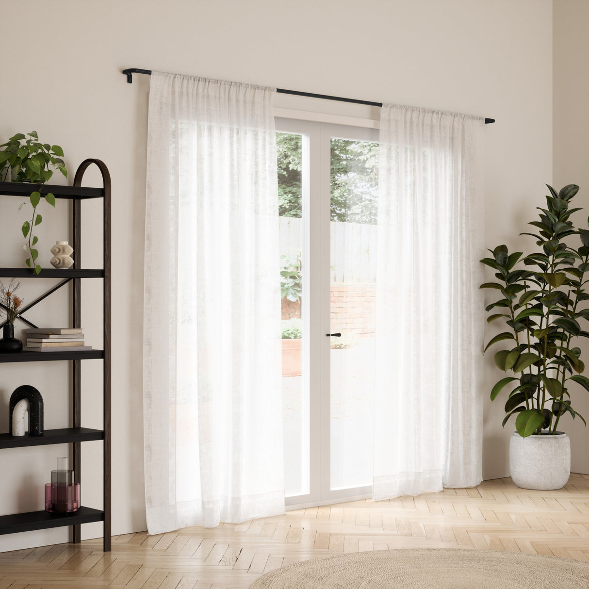 Single Curtain Rods | color: Matte-Black | size: 66-144" (167-365 cm) | diameter: 3/4" (1.9 cm)