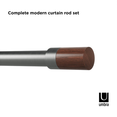 Single Curtain Rods | color: Gun-Metal | size: 36-72" (91-183 cm) | diameter: 1" (2.5 cm)