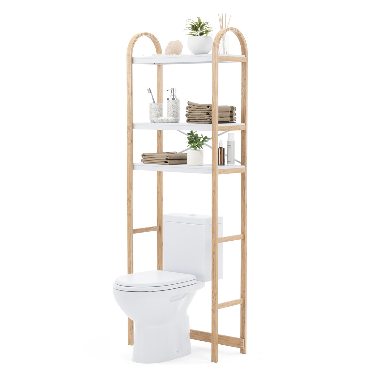 Over the Toilet Storage - Leaning Bathroom Ladder